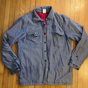 Patagonia Men's Insulated Fjord Flannel Jacket - blue railroad stripe
